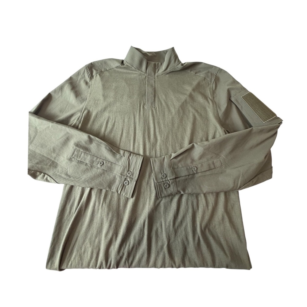 Under Armour Mens Green Tactical Combat Shirt Large Quarter Zip Ripstop Loose
